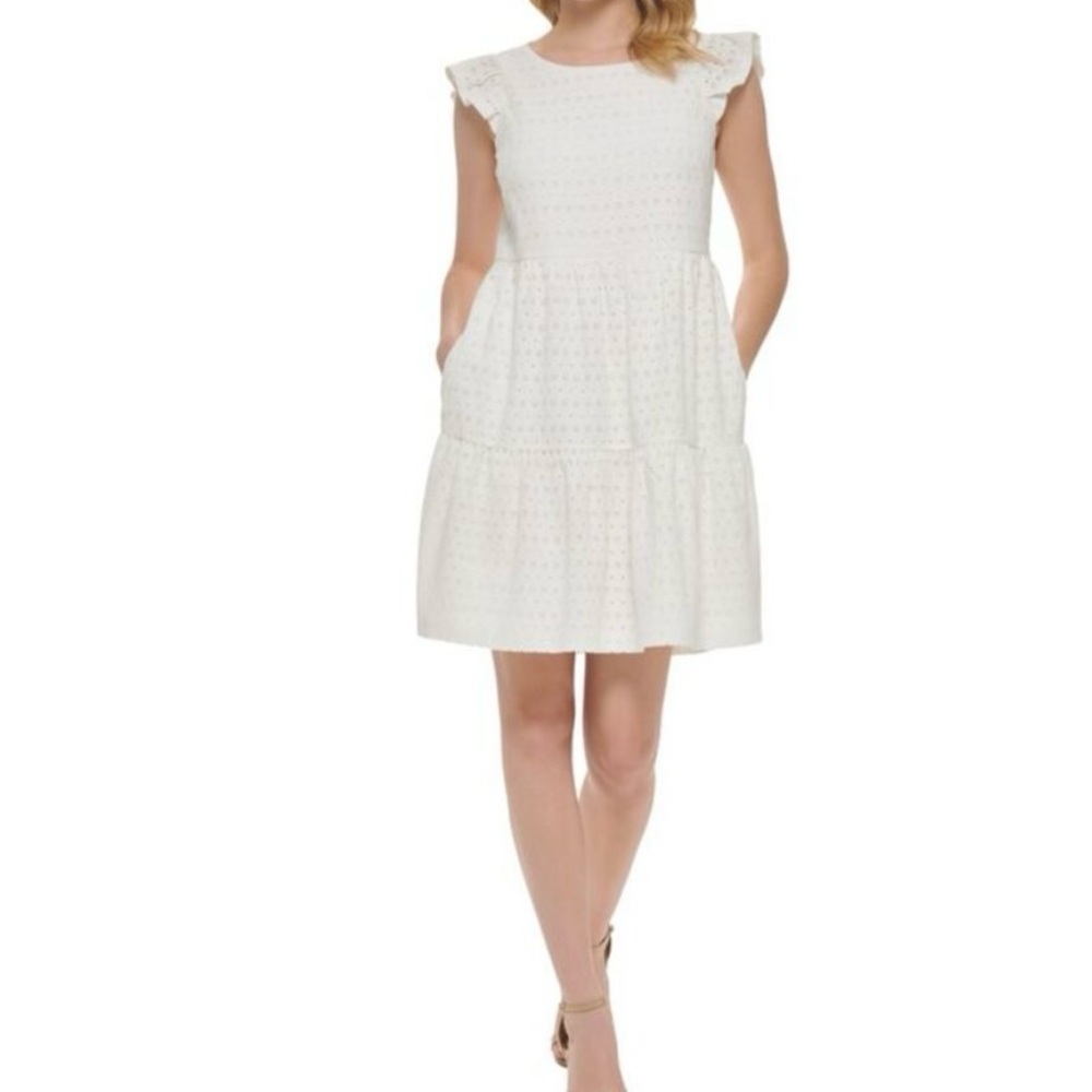Jessica Howard White Eyelet Tiered Sundress